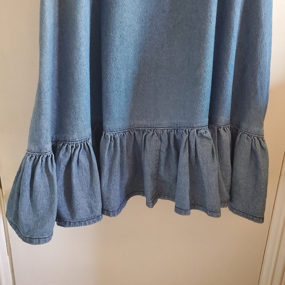 One Teaspoon Pinkie Denim mini Dress ruffle hem Size S Boho grunge Indie Sleeze - Picture 4 of 13